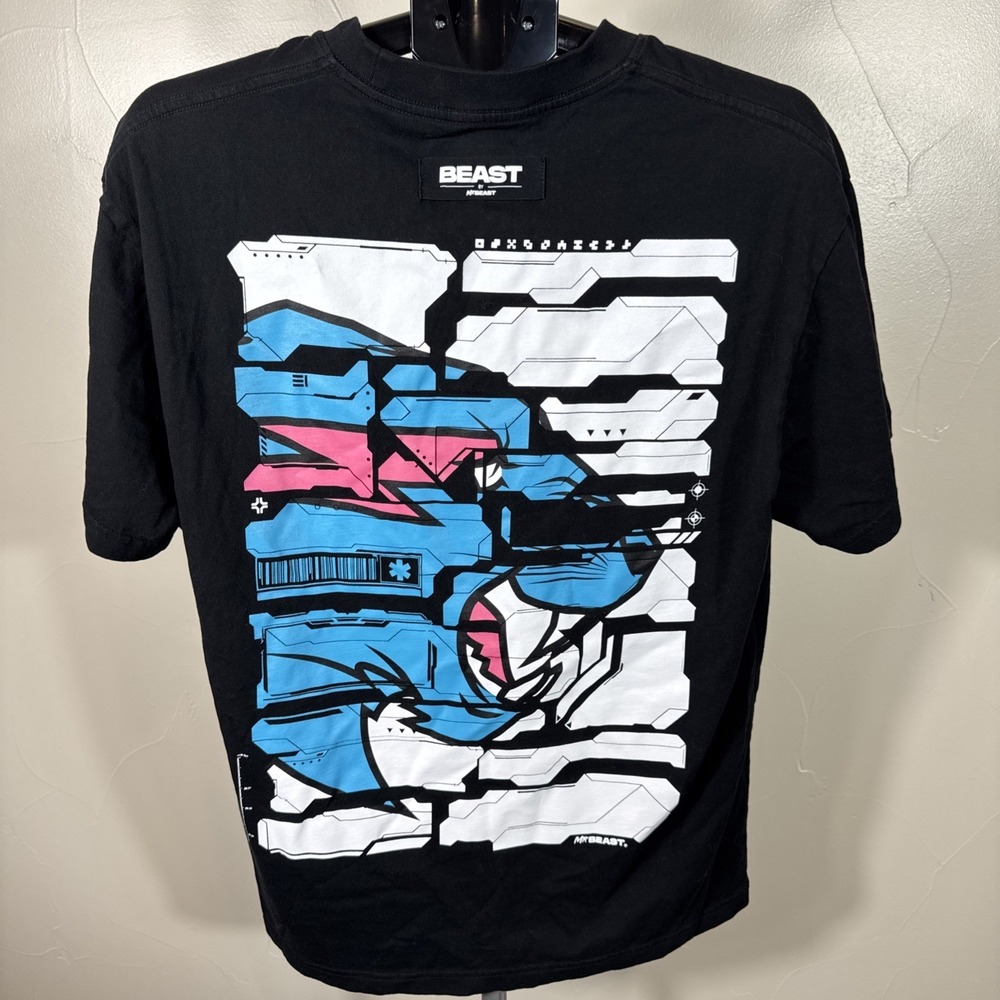 Mr. Beast Mens Black Short Sleeve T-Shirt Size M Pullover Solid‎ Graphic Print